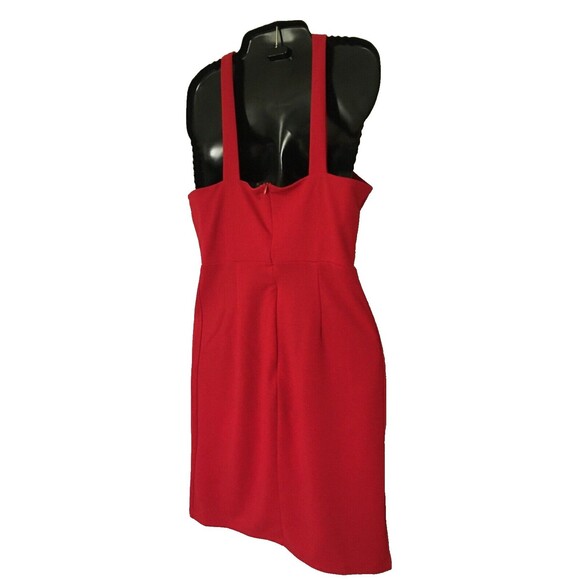 Women's Halter Crisscross Dress Size Small Red Knit Ruched Wrap Bodycon Mini D8 - Picture 8 of 8